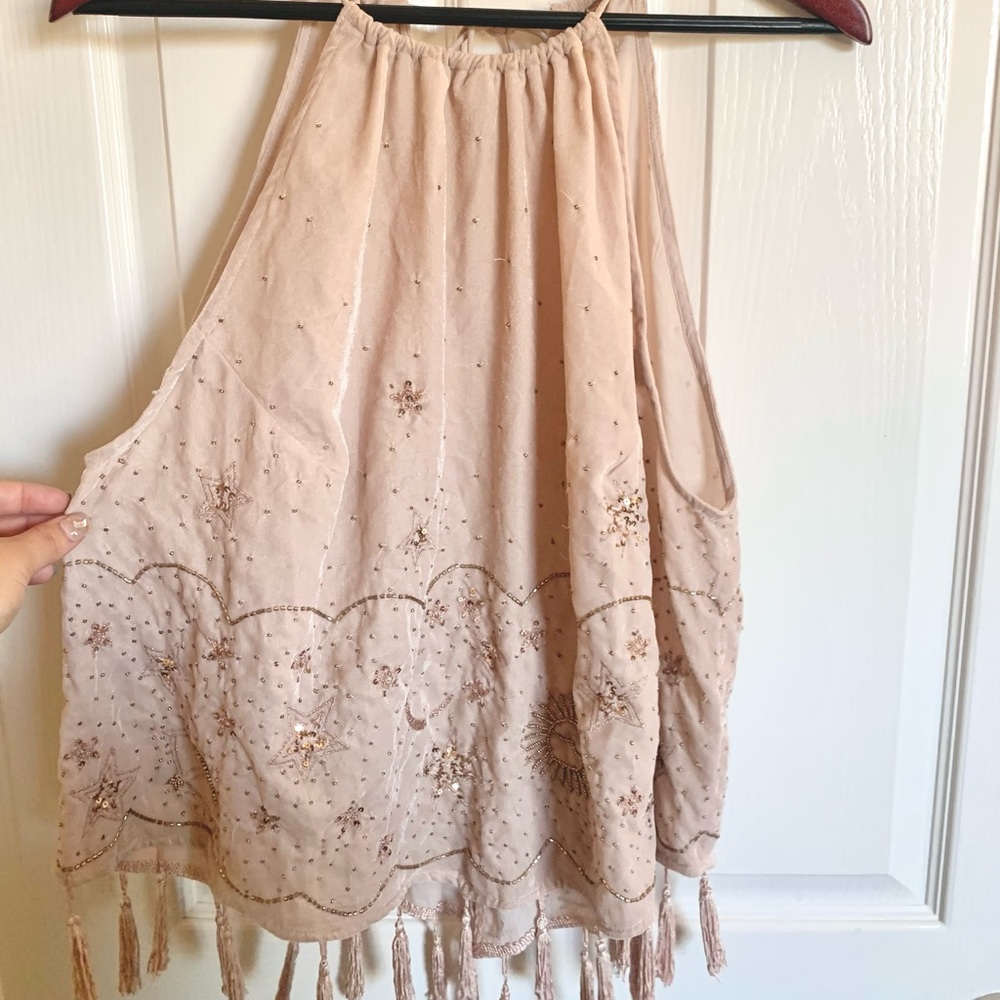 Free people celestial beaded tank top